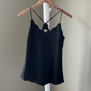 J Crew Black Scallop Tank
